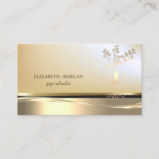 Elegant Professional Gold Tree Women Silhouette Visitekaartje (Voorkant)