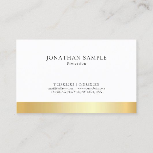Elegant Professional Gold White Moderne Sjabloon Visitekaartje (Achterkant)