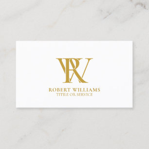 Elegant Professional Gold Yellow Monogram White Visitekaartje