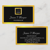 Elegant Professional Golden Lijst Logo Black White Visitekaartje (Voorkant / Achterkant)
