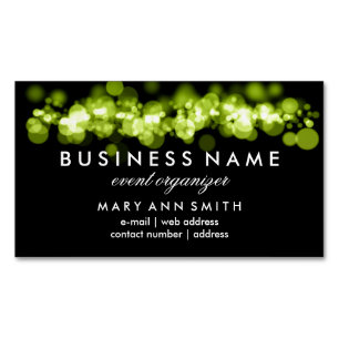 Elegant Professional Green Bokeh-lampjes Visitekaartje Magneet