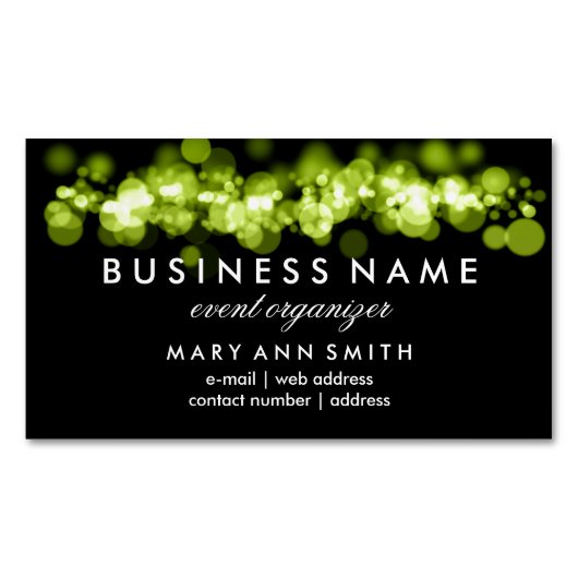 Elegant Professional Green Bokeh-lampjes Visitekaartje Magneet (Voorkant)
