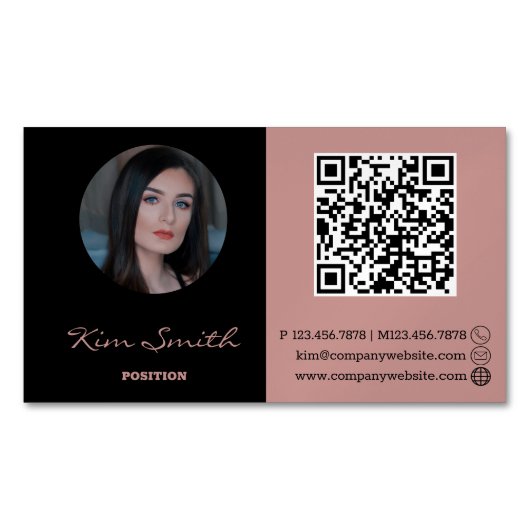 Elegant Professional Hair Stylist QR-code Magnetisch Visitekaartje (Voorkant)