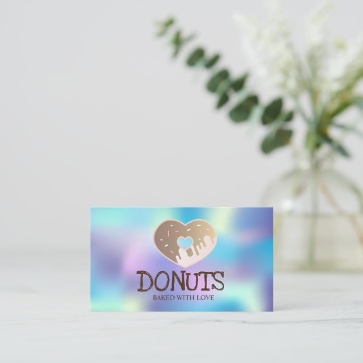 Elegant Professional, holografisch, donuts, bakker Visitekaartje (Staand voorkant)