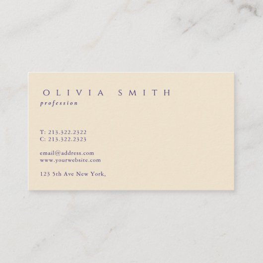 Elegant Professional Indigo Blue Monogram Visitekaartje (Achterkant)