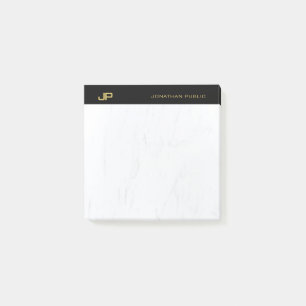 Elegant Professional Initialen Black Gold Marble Post-it® Notes