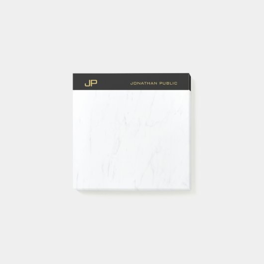 Elegant Professional Initialen Black Gold Marble Post-it® Notes (Voorkant)