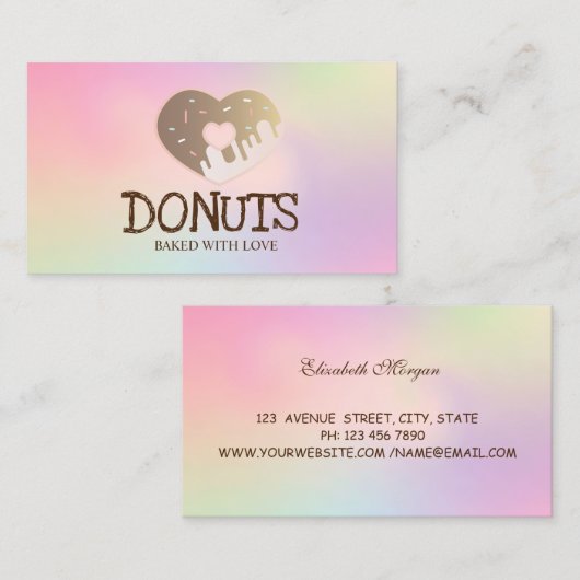 Elegant Professional Iridescent,Donuts,Bakery Visitekaartje (Voorkant / Achterkant)