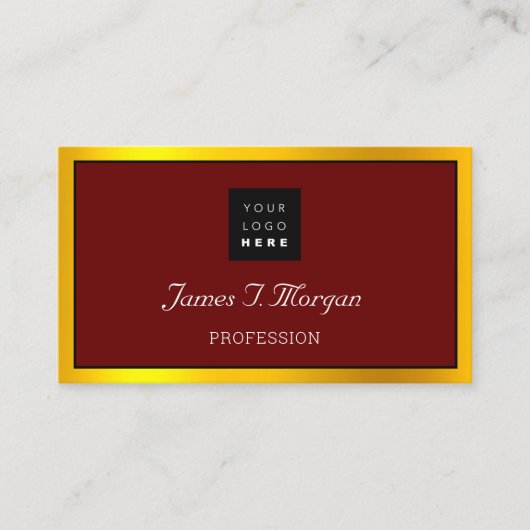 Elegant Professional Lijst Logo Black Burgund Gold Visitekaartje (Voorkant)