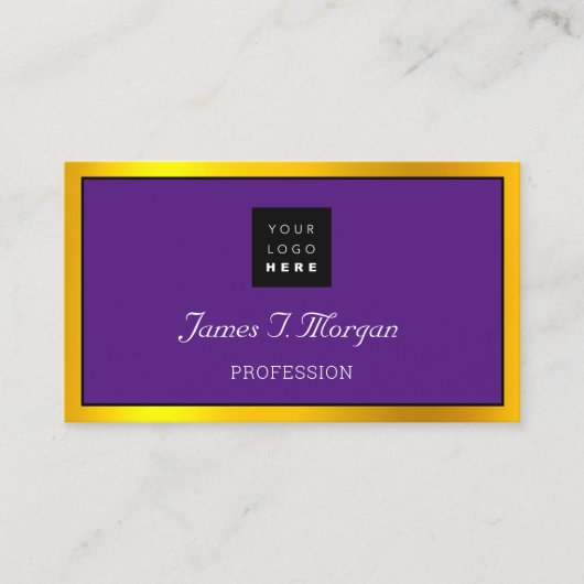 Elegant Professional Lijst Logo Black Paars Gold Visitekaartje (Voorkant)