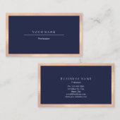 Elegant Professional Lijst Metal Blue Navy Peach Visitekaartje (Voorkant / Achterkant)