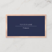 Elegant Professional Lijst Metal Blue Navy Peach Visitekaartje (Voorkant)