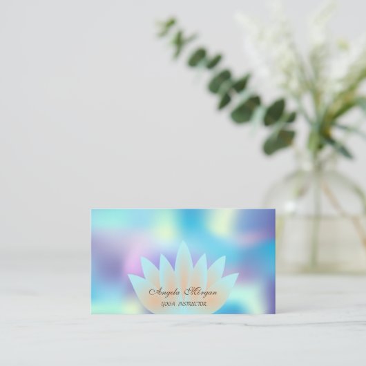Elegant Professional Lotus Flower Holographic Visitekaartje (Staand voorkant)