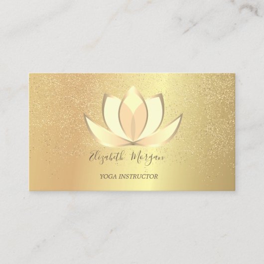 Elegant Professional Lotus Gold Confetti Yoga Visitekaartje (Voorkant)