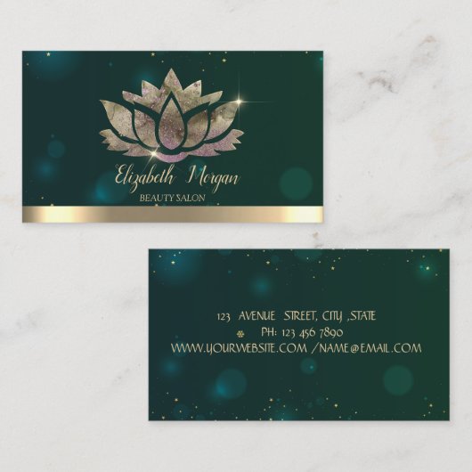 Elegant Professional Lotus Green Visitekaartje (Voorkant / Achterkant)