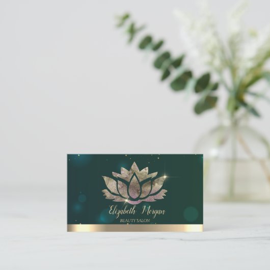 Elegant Professional Lotus Green Visitekaartje (Staand voorkant)