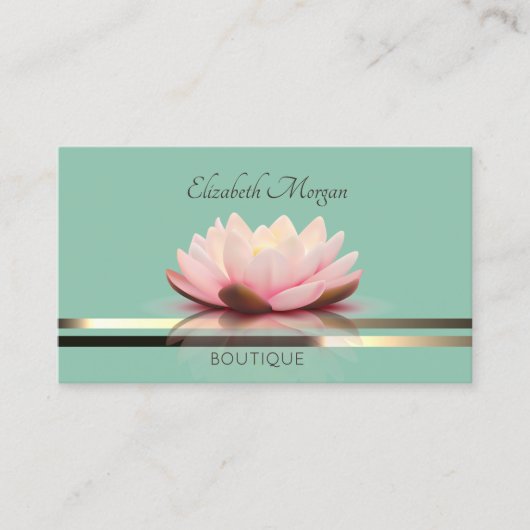 Elegant Professional Lotus Stripes Mint Green Visitekaartje (Voorkant)
