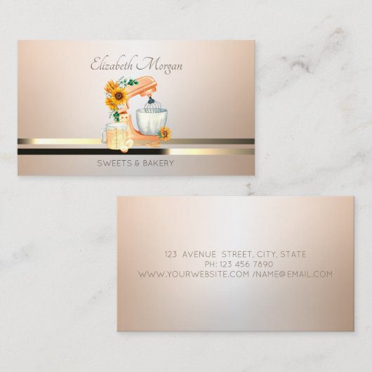 Elegant Professional Luminouse Mixer zonnebloemen Visitekaartje (Voorkant / Achterkant)