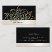 Elegant Professional Mandala Black Yoga Instructor Visitekaartje (Voorkant / Achterkant)
