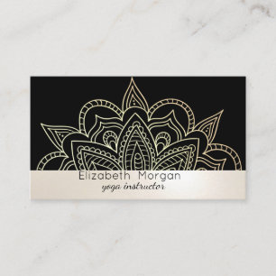 Elegant Professional Mandala Black Yoga Instructor Visitekaartje