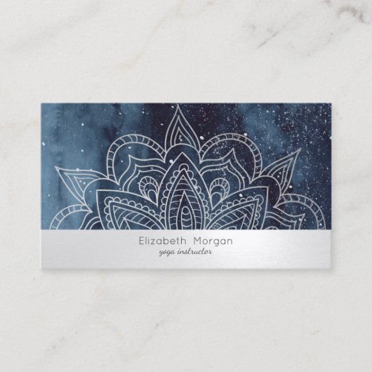 Elegant Professional Mandala Navy Blue Visitekaartje (Voorkant)