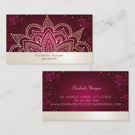 Elegant Professional Mandala Yoga Instructor Visitekaartje (Voorkant / Achterkant)