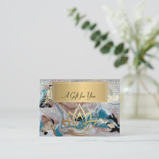Elegant Professional Marble Gold Lotus Confetti Kortingskaartje (Staand voorkant)