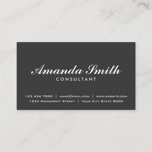 Elegant Professional Mode Designer Plain Black Visitekaartje (Voorkant)
