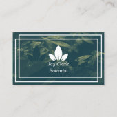 Elegant Professional Modern Botanist Green & White Visitekaartje (Achterkant)