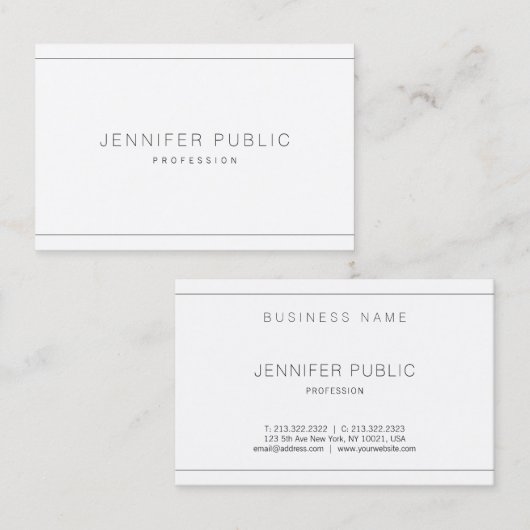 Elegant Professional Modern Chic Simple Plain Luxe Visitekaartje (Voorkant / Achterkant)
