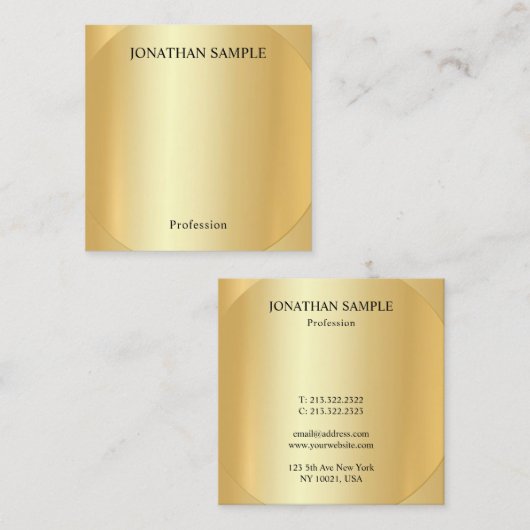 Elegant Professional Modern Faux Gold-Sjabloon Vierkante Visitekaartje (Voorkant / Achterkant)