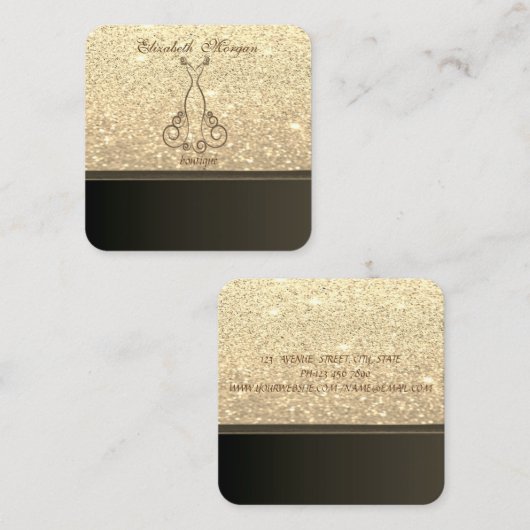 Elegant Professional Modern Glittery, Dress Vierkante Visitekaartje (Voorkant / Achterkant)