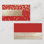 Elegant Professional, modern, Gold Confetti, rood Visitekaartje (Voorkant / Achterkant)