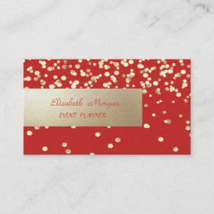 Elegant Professional, modern, Gold Confetti, rood Visitekaartje