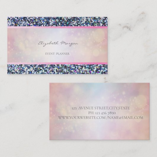 Elegant Professional Modern, kleurrijke glitter Visitekaartje (Voorkant / Achterkant)