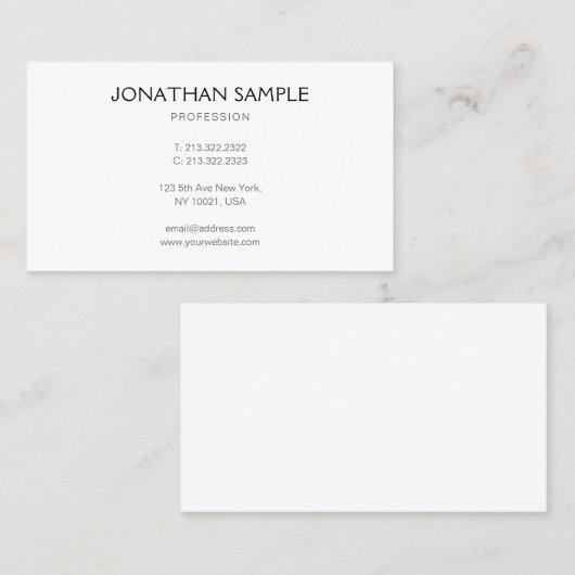 Elegant Professional Modern Minimalistische Sjablo Visitekaartje (Voorkant / Achterkant)