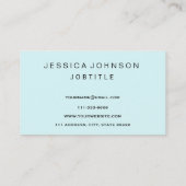 Elegant Professional Modern Plain Light Cyan Visitekaartje (Achterkant)