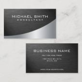 Elegant Professional Modern Plain Metal Silver Visitekaartje (Voorkant / Achterkant)