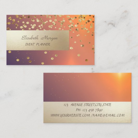 Elegant Professional, Modern, Shiny Confetti Visitekaartje (Voorkant / Achterkant)