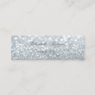 Elegant Professional Modern Silver Glittery Bokeh Mini Visitekaartje