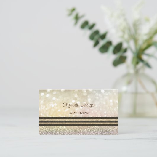Elegant Professional Modern, Striped Bokeh Visitekaartje (Staand voorkant)