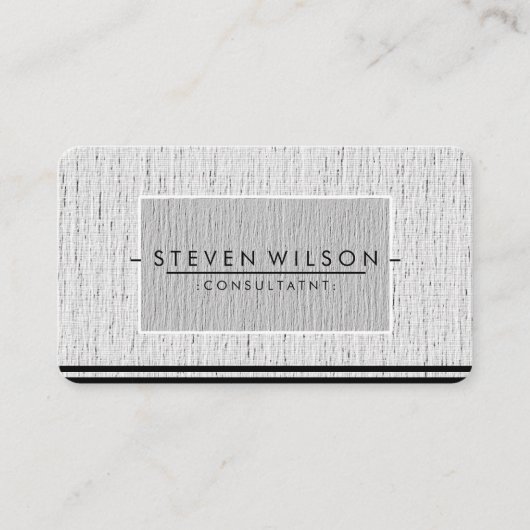 Elegant Professional Modern Subtle Plain Linen Visitekaartje (Voorkant)