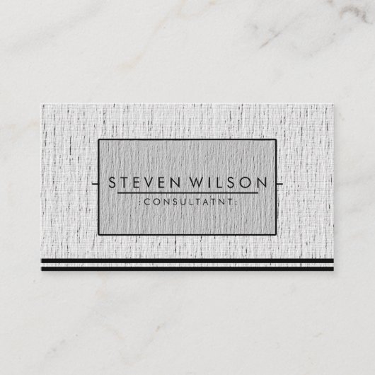 Elegant Professional Modern Subtle Plain Linen Visitekaartje (Voorkant)