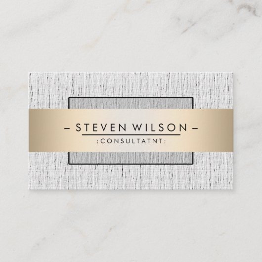 Elegant Professional Modern Subtle Plain Linen Visitekaartje (Voorkant)