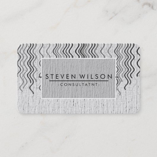Elegant Professional Modern Subtle Plain Linen Visitekaartje (Voorkant)