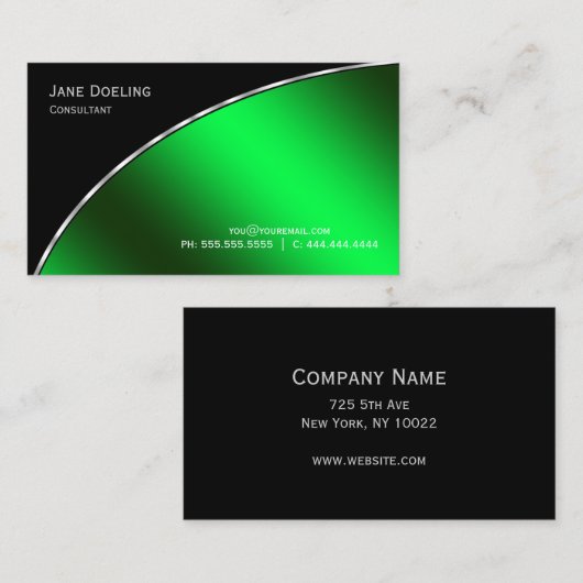 Elegant Professional modern zwart, helder groen Visitekaartje (Voorkant / Achterkant)