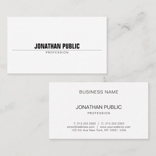 Elegant Professional Moderne Eenvoudige grafische Visitekaartje (Voorkant / Achterkant)