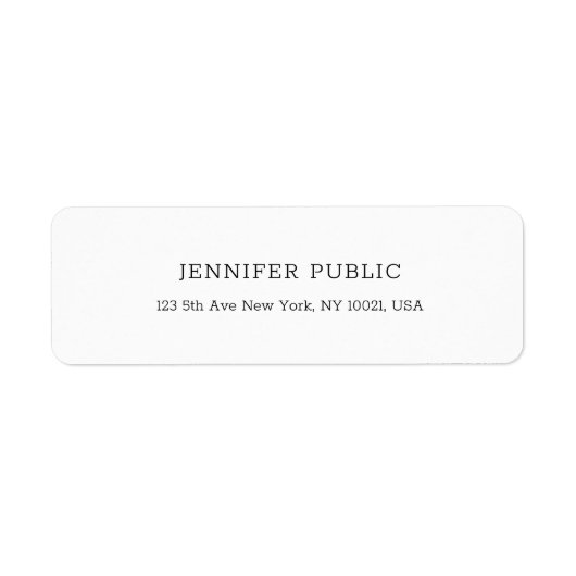 Elegant Professional, moderne, eenvoudige witte Sj Etiket (Voorkant)