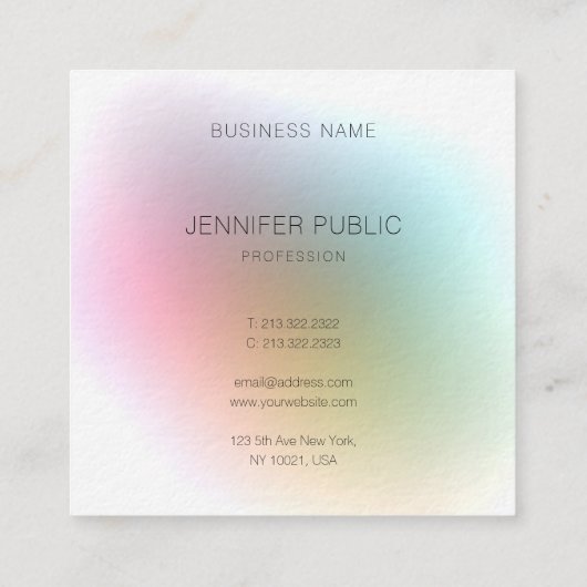 Elegant Professional, moderne, kleurrijke Sjabloon Vierkante Visitekaartje (Achterkant)