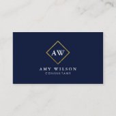 Elegant Professional Monogram blauw Visitekaartje (Voorkant)